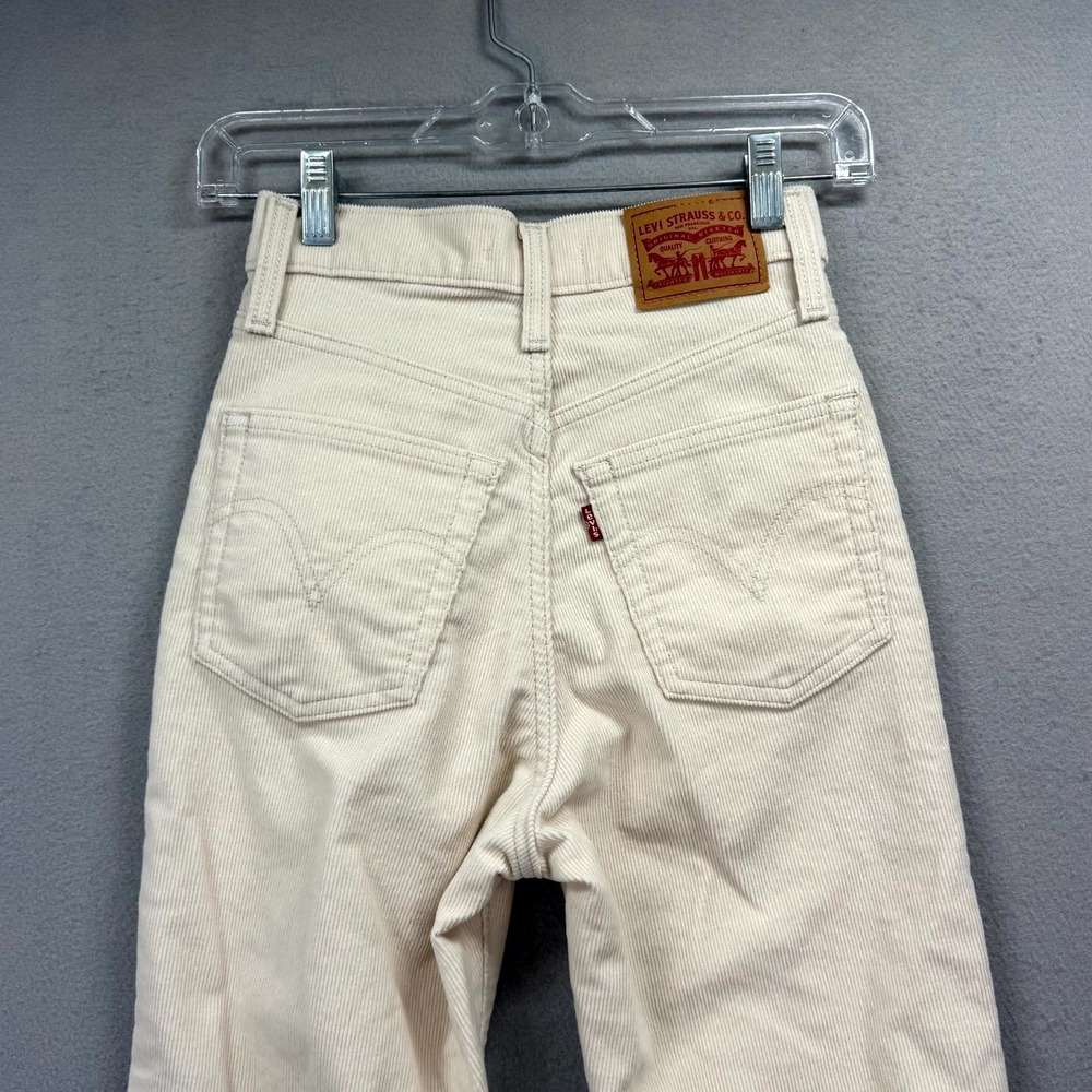 Levi's Ribcage Bootcut Pants Womens 25 Beige Corduroy Stretch Cords Button Fly - Picture 5 of 15